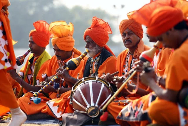 Musicians performing Shabad Kirtan in a Gurdwara to celebrate one of the main Gurpurab dates of 2025.